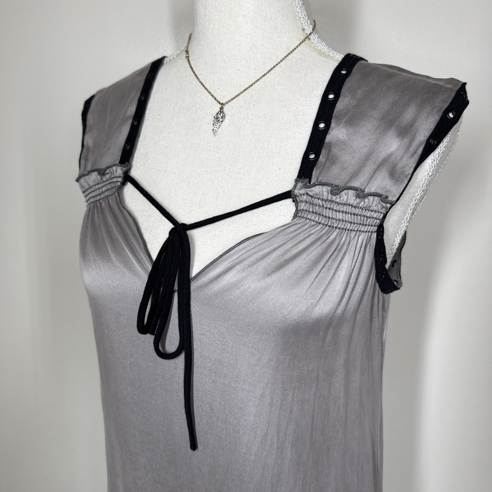 SALVAGE Vintage Silk Mini Dress Women's Sz M Grunge Punk Y2K Whimsigoth Babydoll - Picture 2 of 15